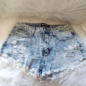 Fashion Nova Blue Distressed Jean Shorts